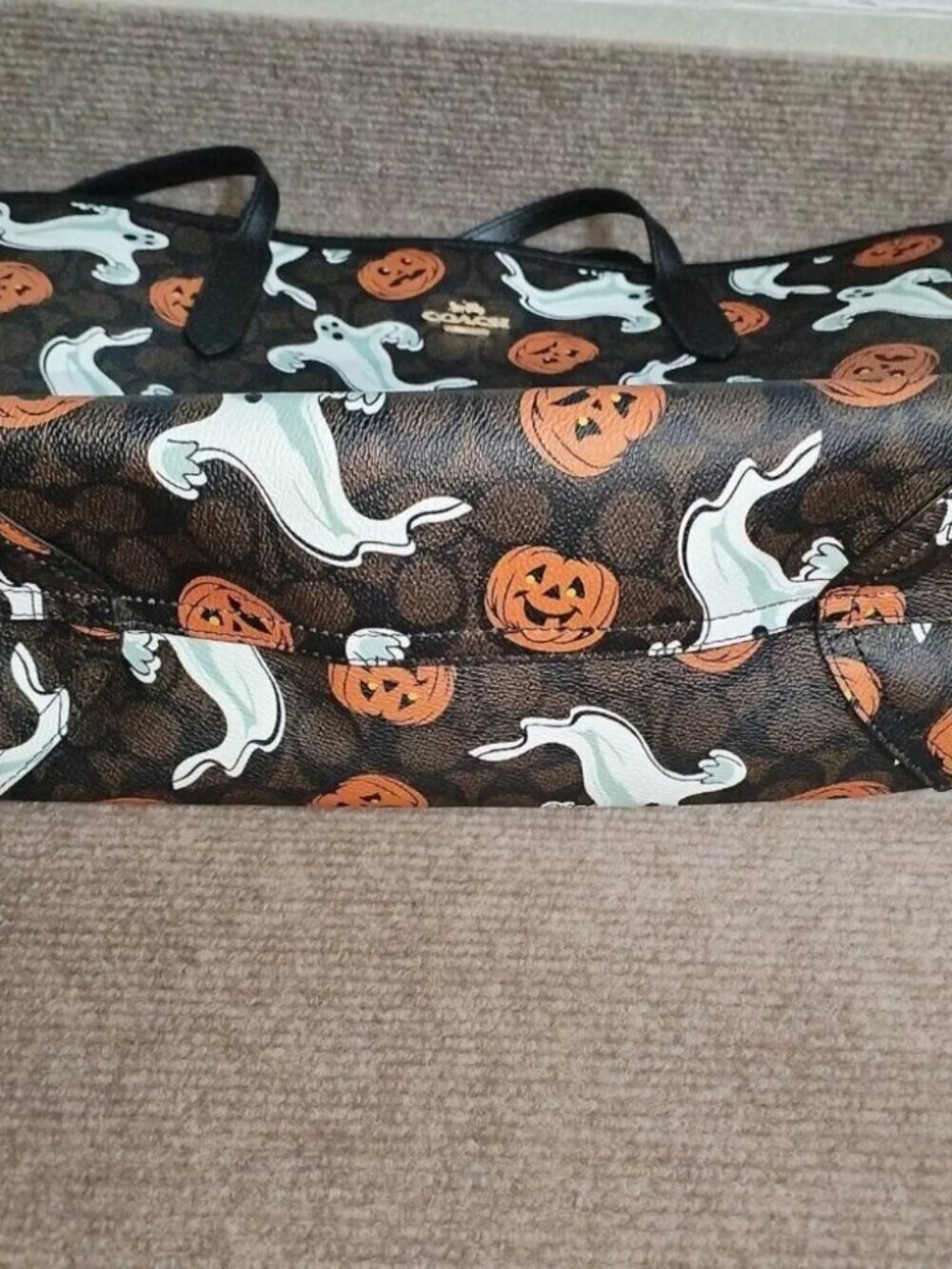Coach City Tote Bag In Signature Canvas With Halloween Print - Picture 4 of 5